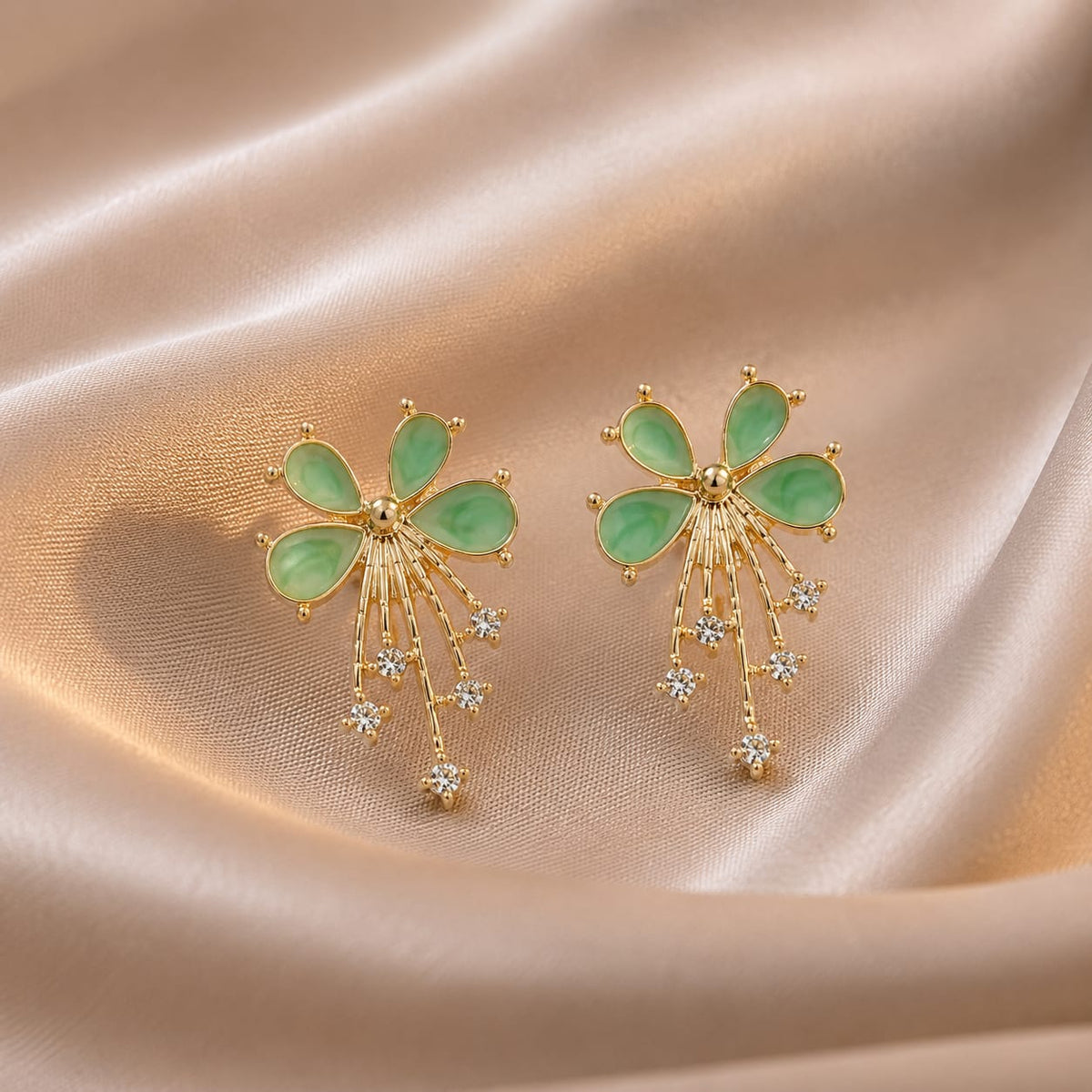 Floral Gemstone Drop Earrings