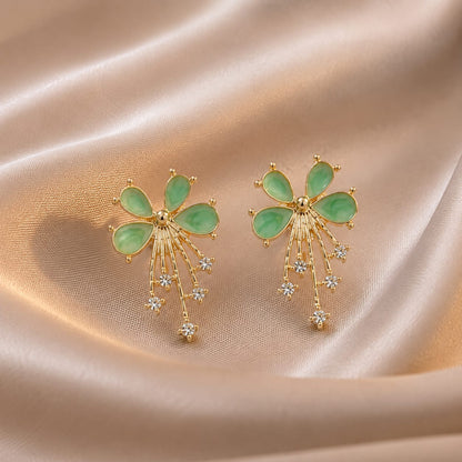 Floral Gemstone Drop Earrings