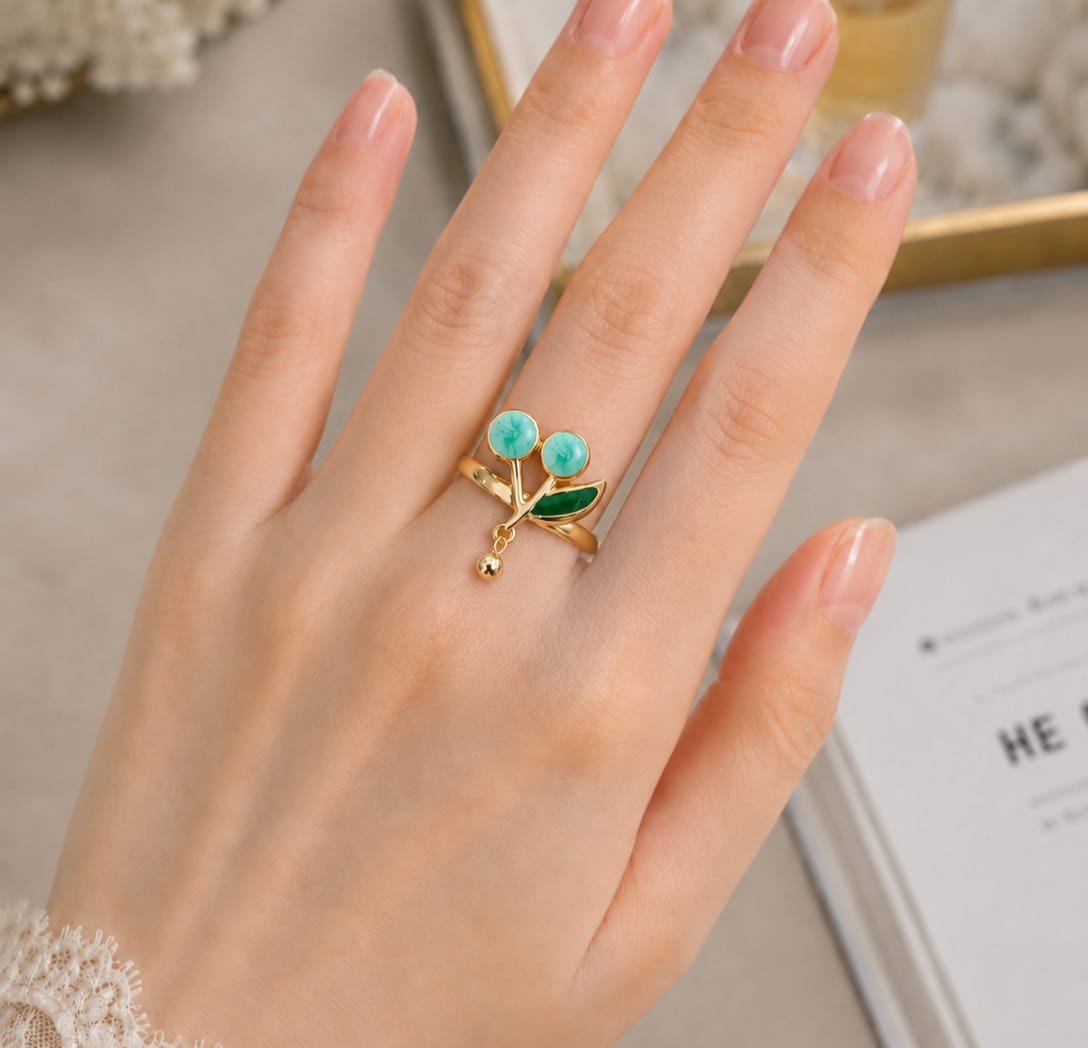 Leaf Charm Gold Ring