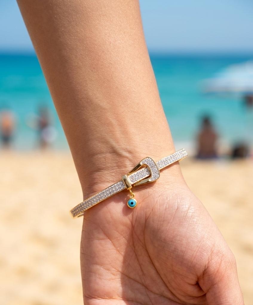 Gold Buckle Charm Bracelet