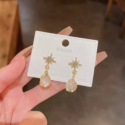 White Enamel Geometric Earrings