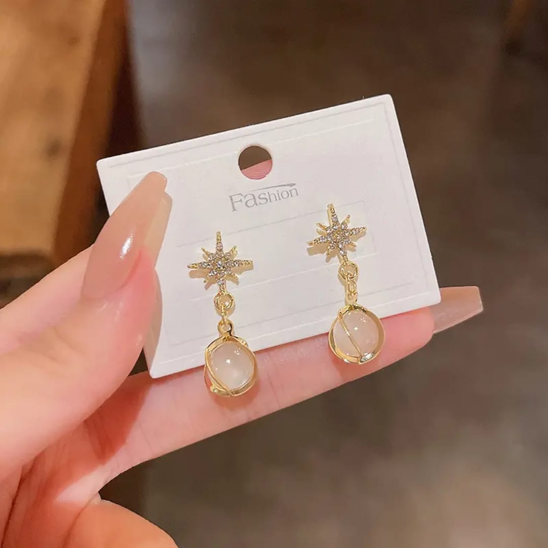 White Enamel Geometric Earrings