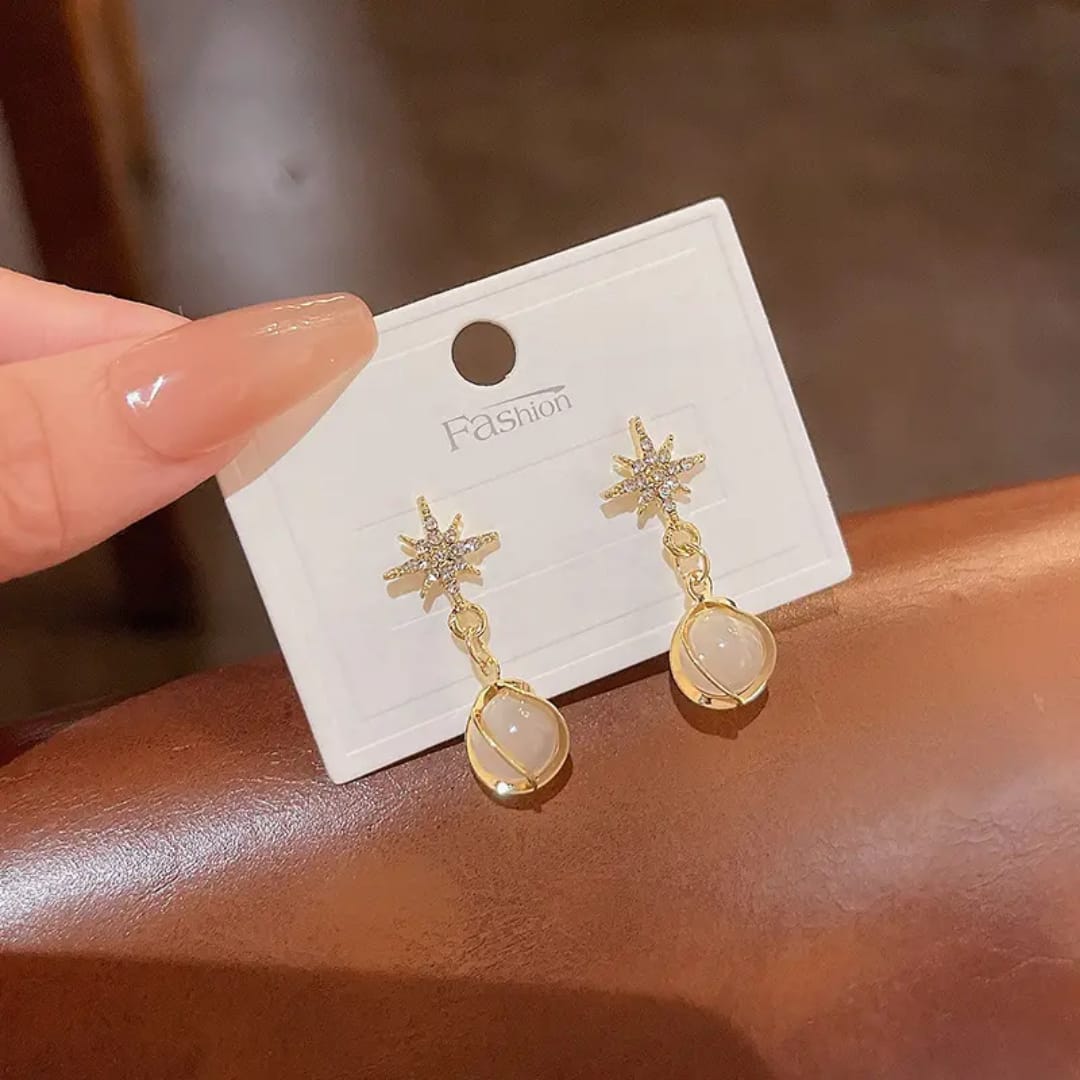 White Enamel Geometric Earrings
