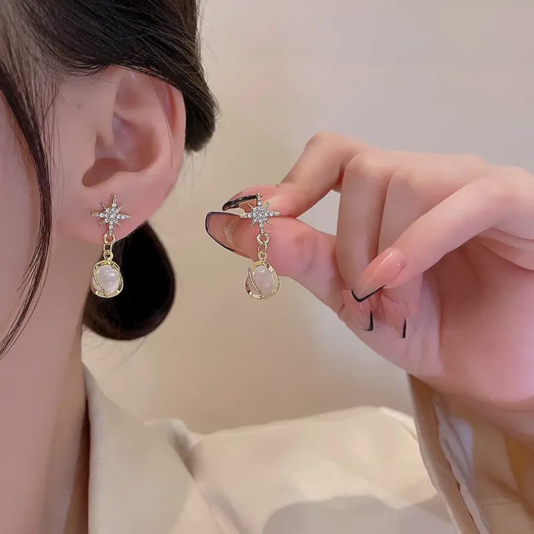 White Enamel Geometric Earrings