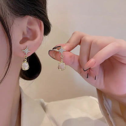 White Enamel Geometric Earrings
