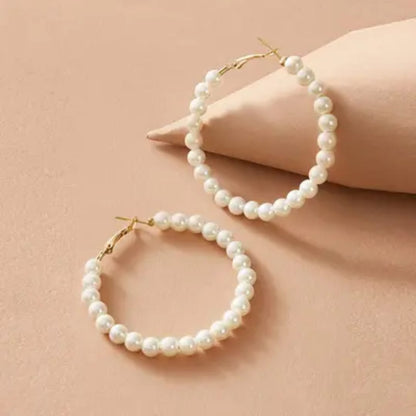 Pearl Hoop Earrings with Gold Clasps