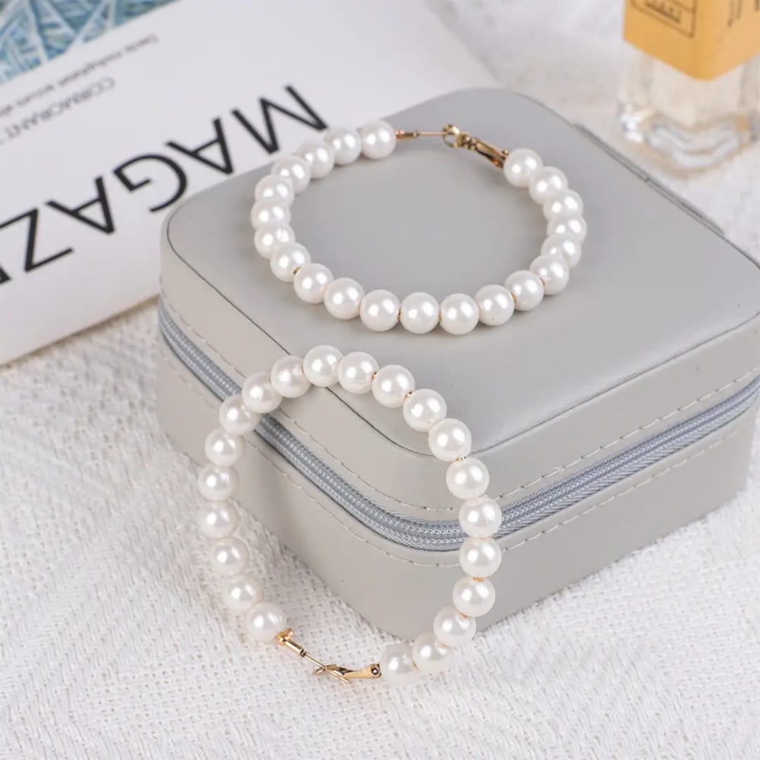 Pearl Hoop Earrings with Gold Clasps