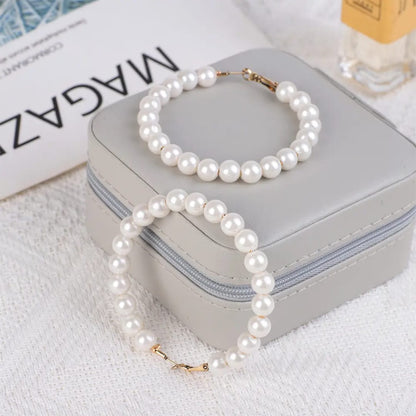 Pearl Hoop Earrings with Gold Clasps