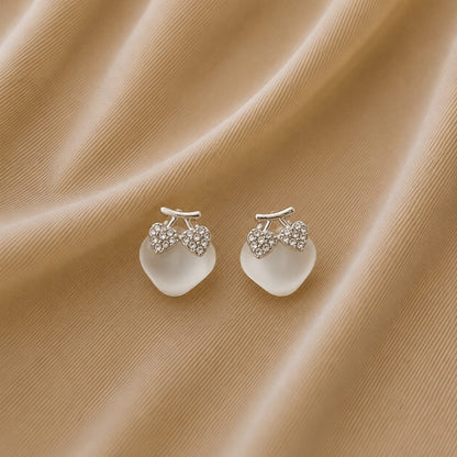 Gold Heart & Frosted Bead Earrings