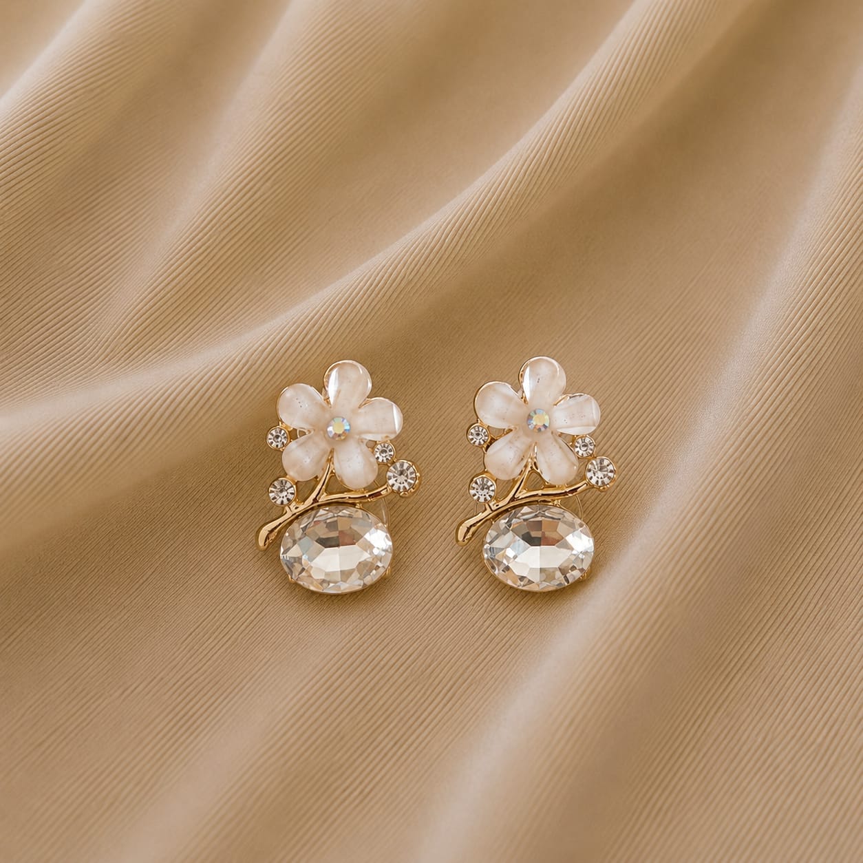 Floral Gemstone Drop Earrings