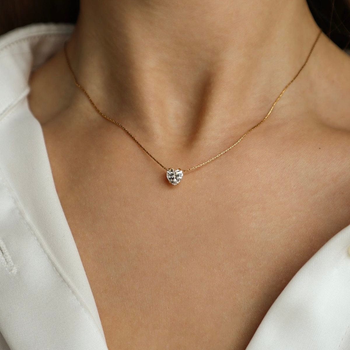 Gold Heart Gemstone Necklace