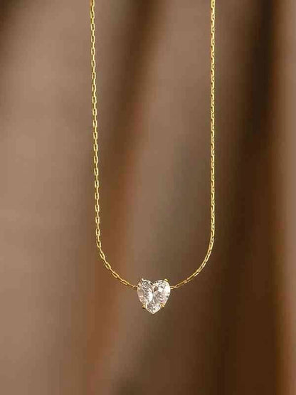 Gold Heart Gemstone Necklace