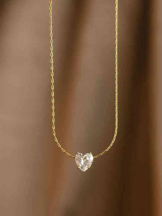 Gold Heart Gemstone Necklace