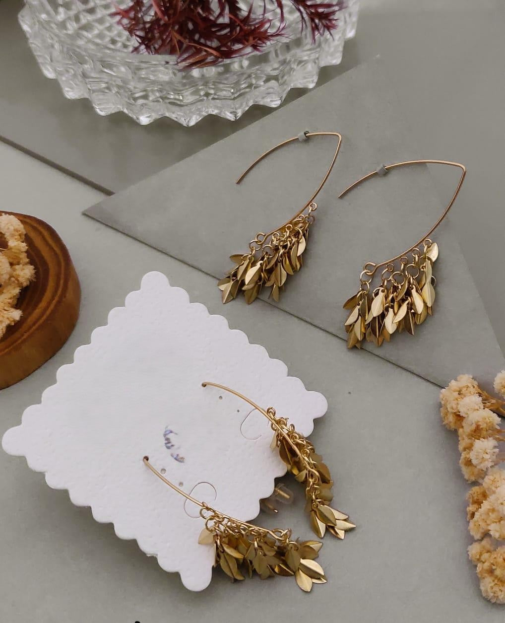 Golden Leaf Cascade Earrings
