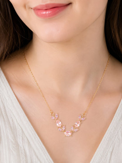 Gold Floral Gemstone Pendant Necklace