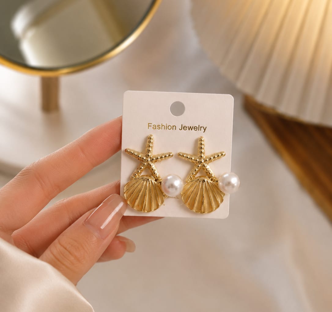 Pastel Fan Pearl Earrings