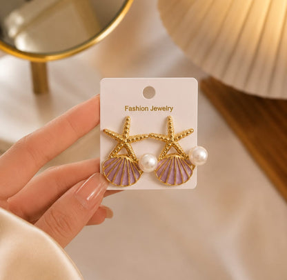Pastel Fan Pearl Earrings