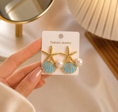 Pastel Fan Pearl Earrings