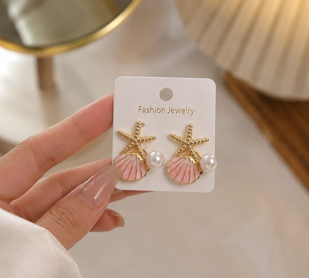 Pastel Fan Pearl Earrings