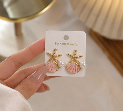 Pastel Fan Pearl Earrings