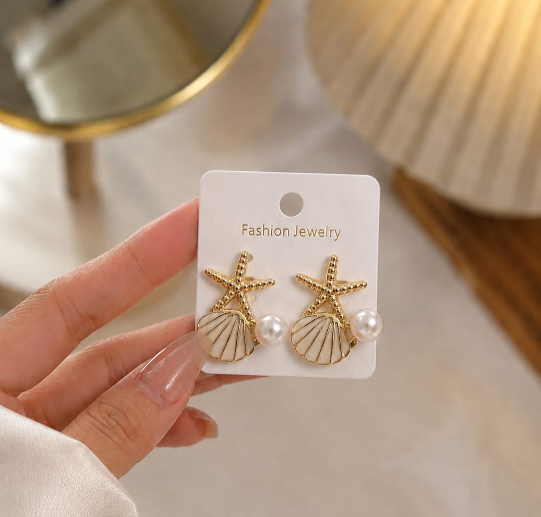 Pastel Fan Pearl Earrings