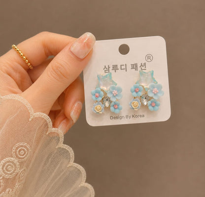Star Floral Crystal Earrings