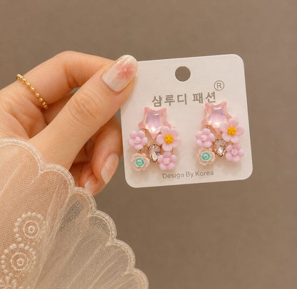 Star Floral Crystal Earrings