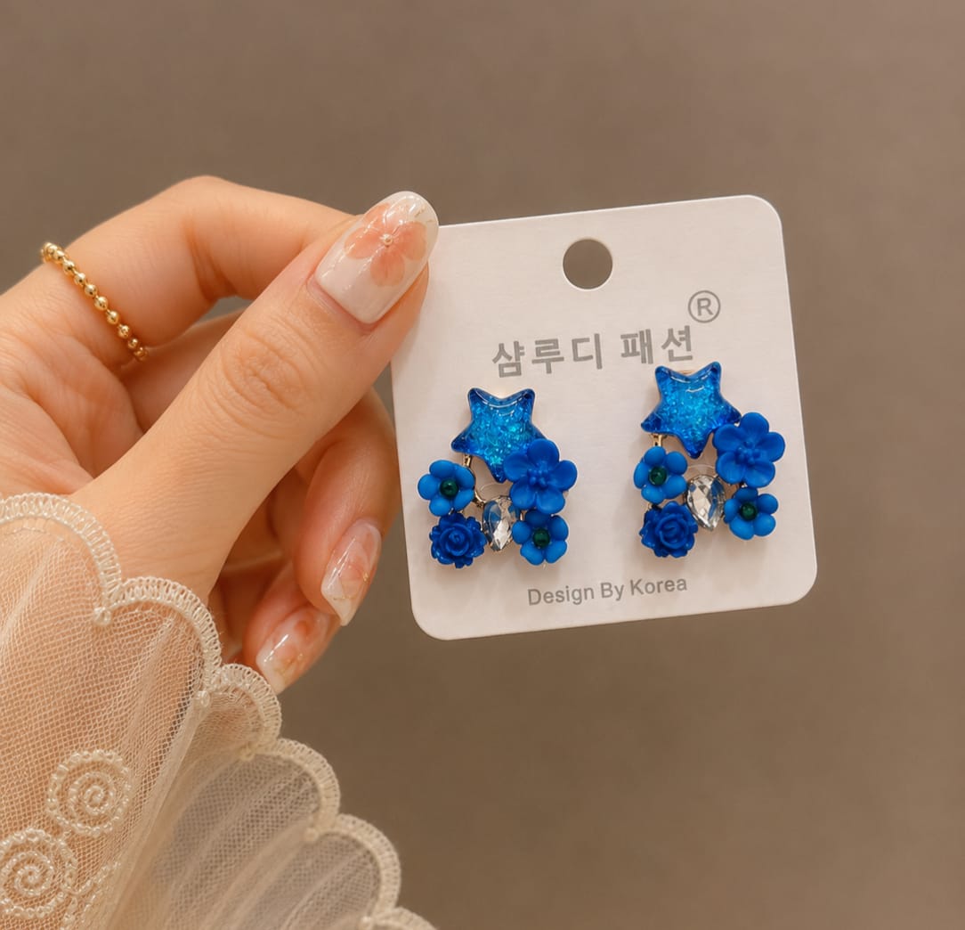 Star Floral Crystal Earrings