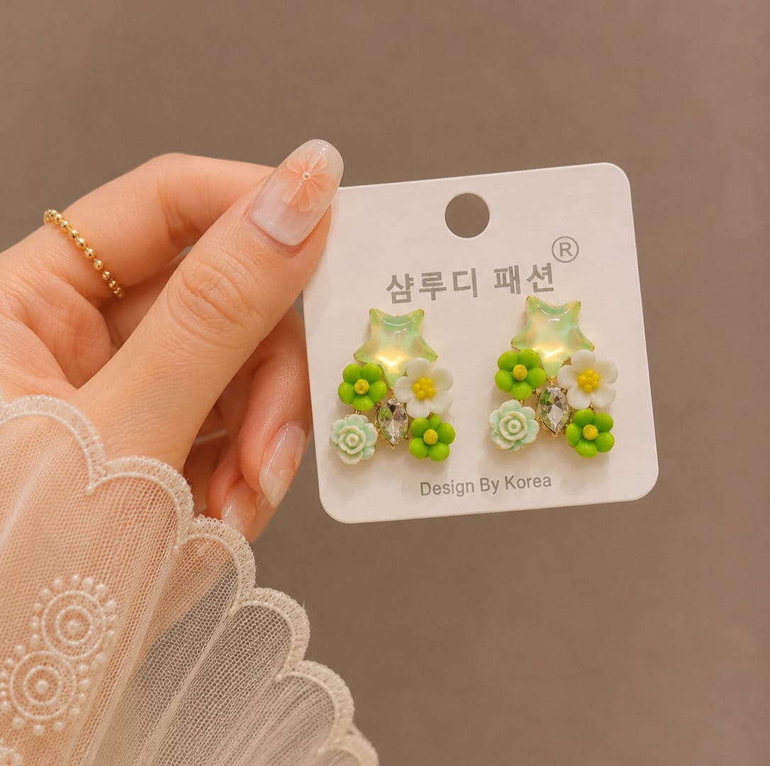 Star Floral Crystal Earrings