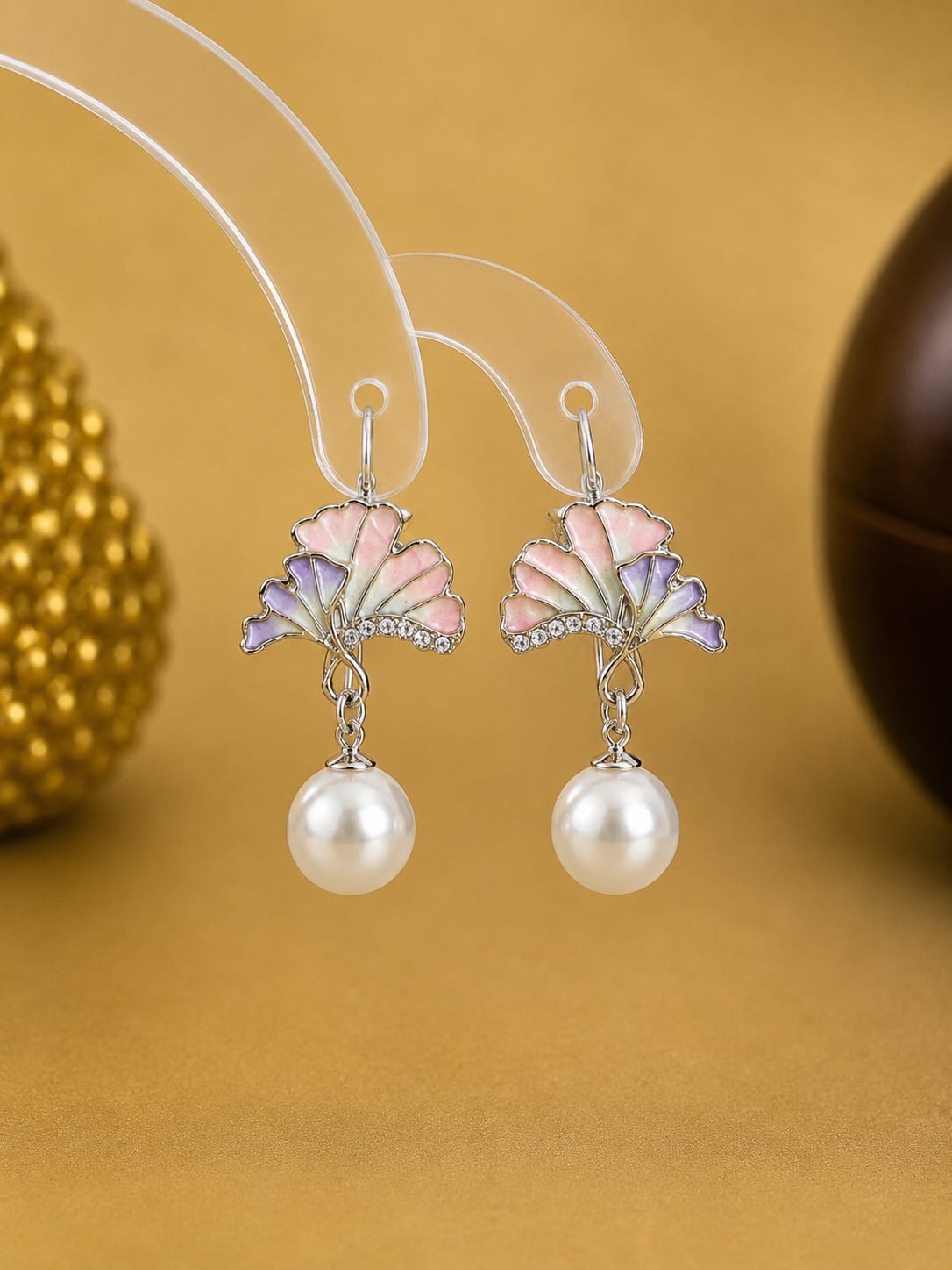 Pastel Fan Pearl Earrings