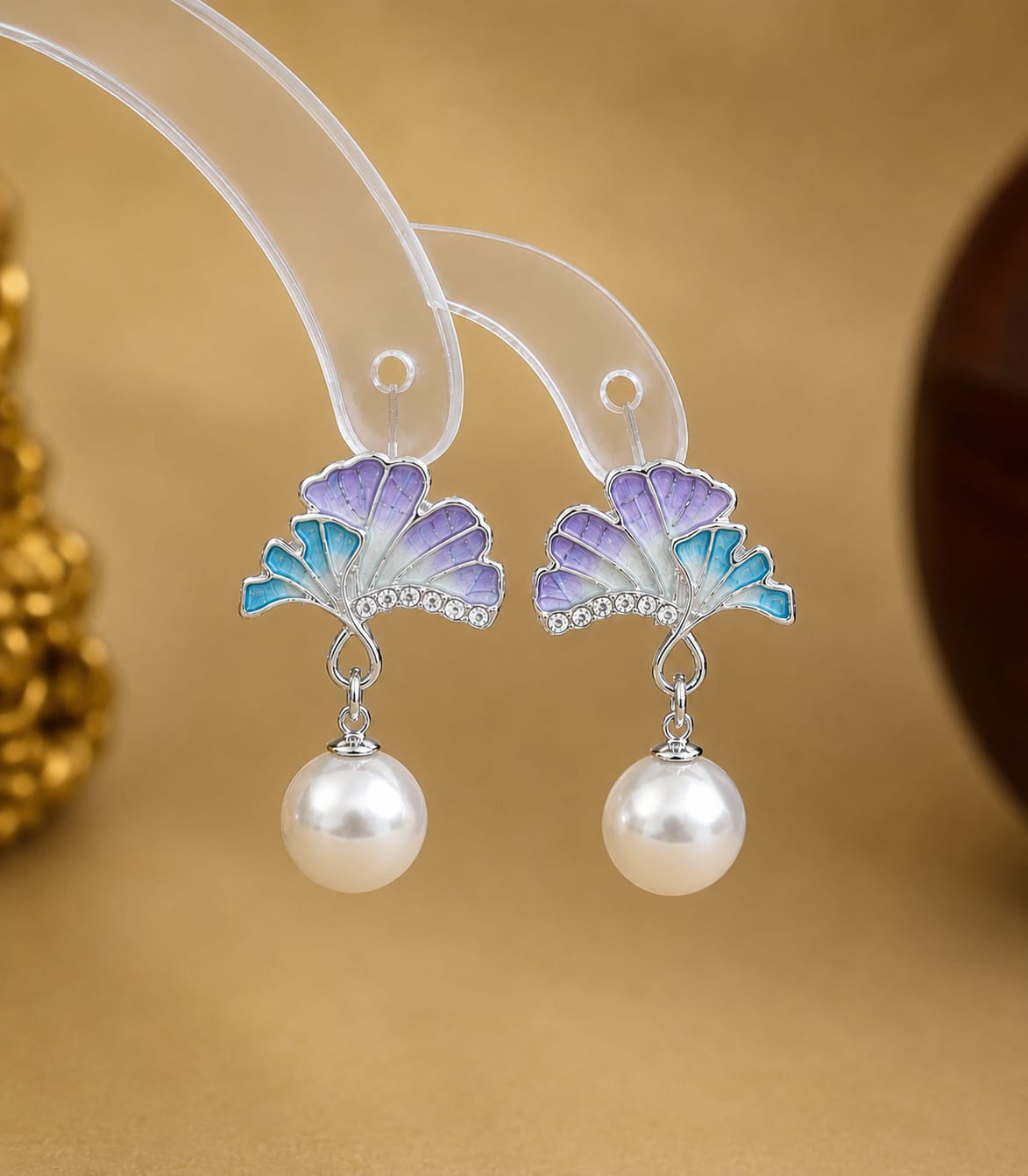 Pastel Fan Pearl Earrings