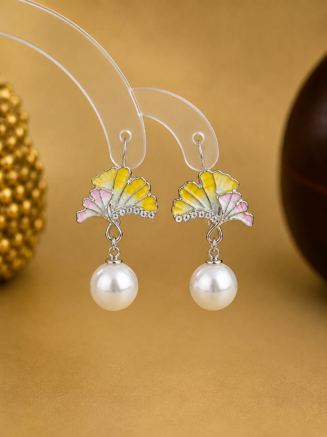 Pastel Fan Pearl Earrings