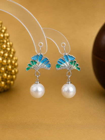 Pastel Fan Pearl Earrings