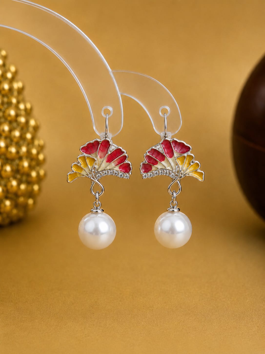 Pastel Fan Pearl Earrings