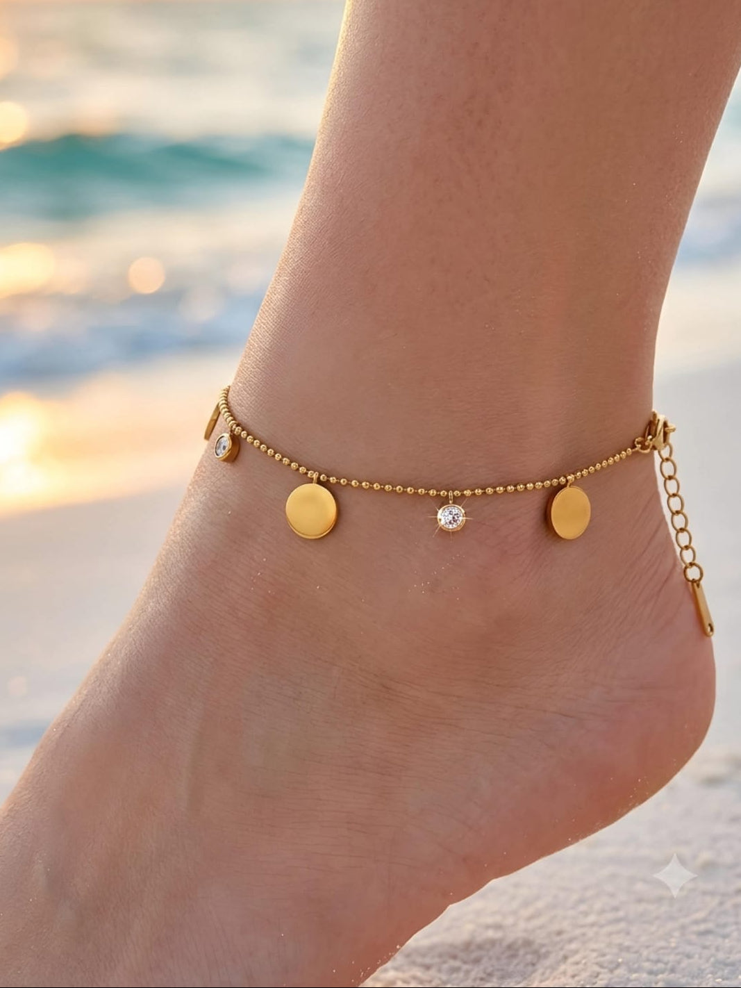 Gold Charm Gemstone Anklet