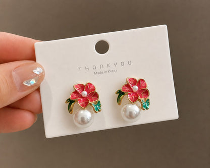 Crimson Bloom Earrings