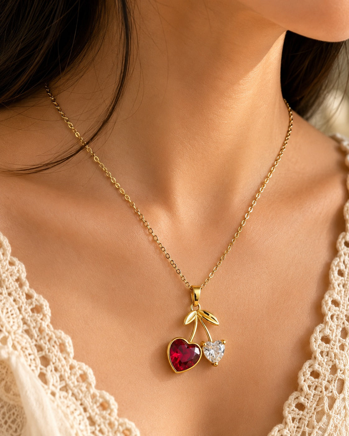 Cherry Hearts Necklace