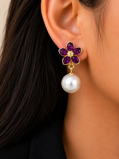 Golden Bloom Pearl Earrings