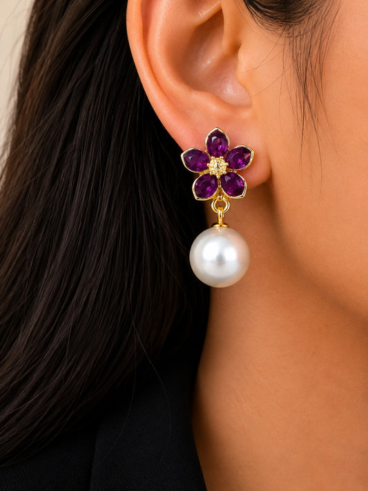 Golden Bloom Pearl Earrings