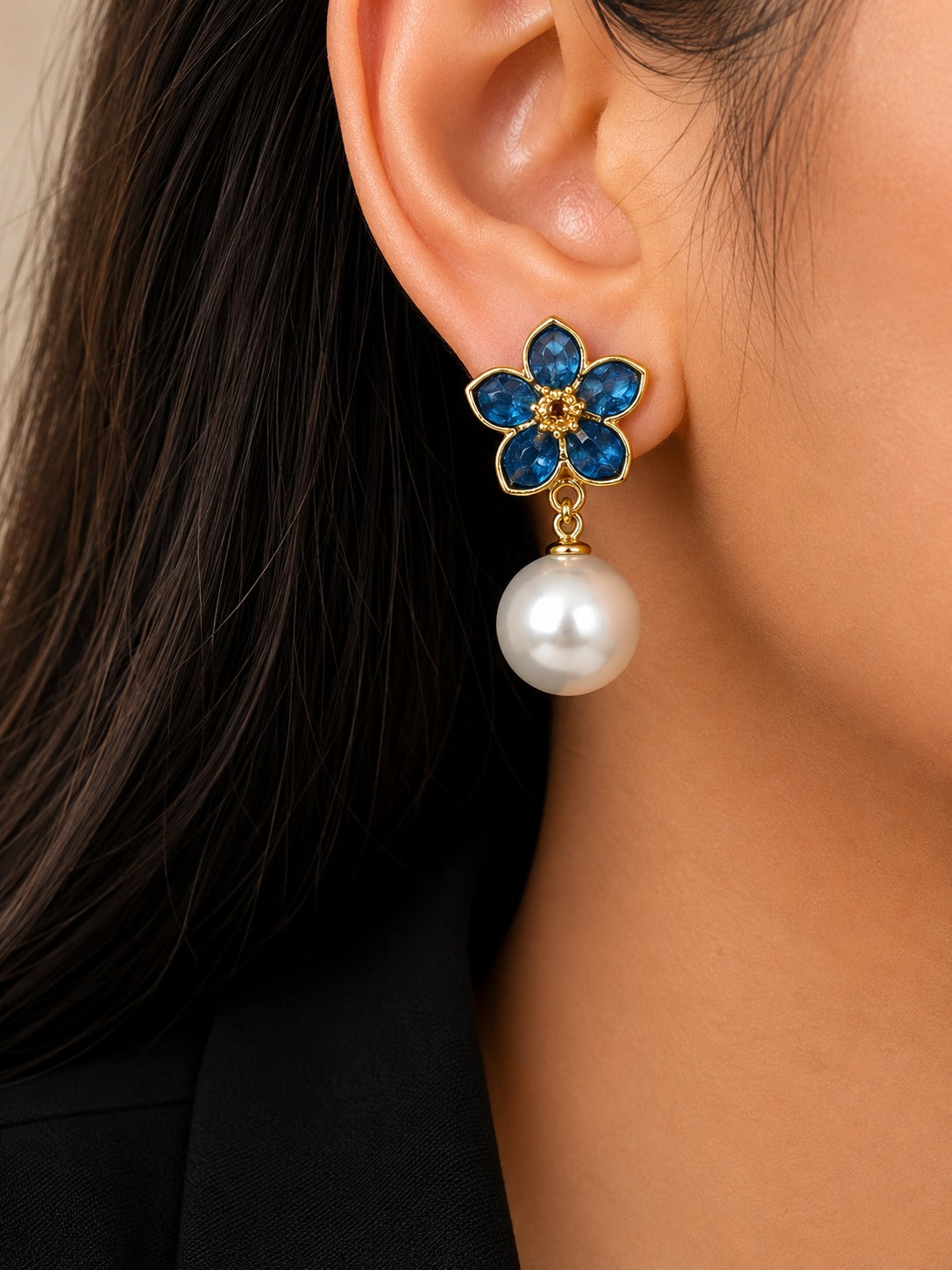 Golden Bloom Pearl Earrings
