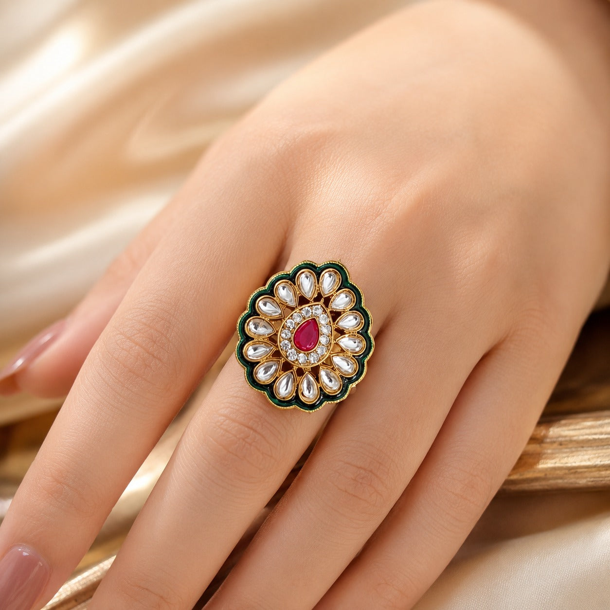 Regal Teardrop Gemstone Ring