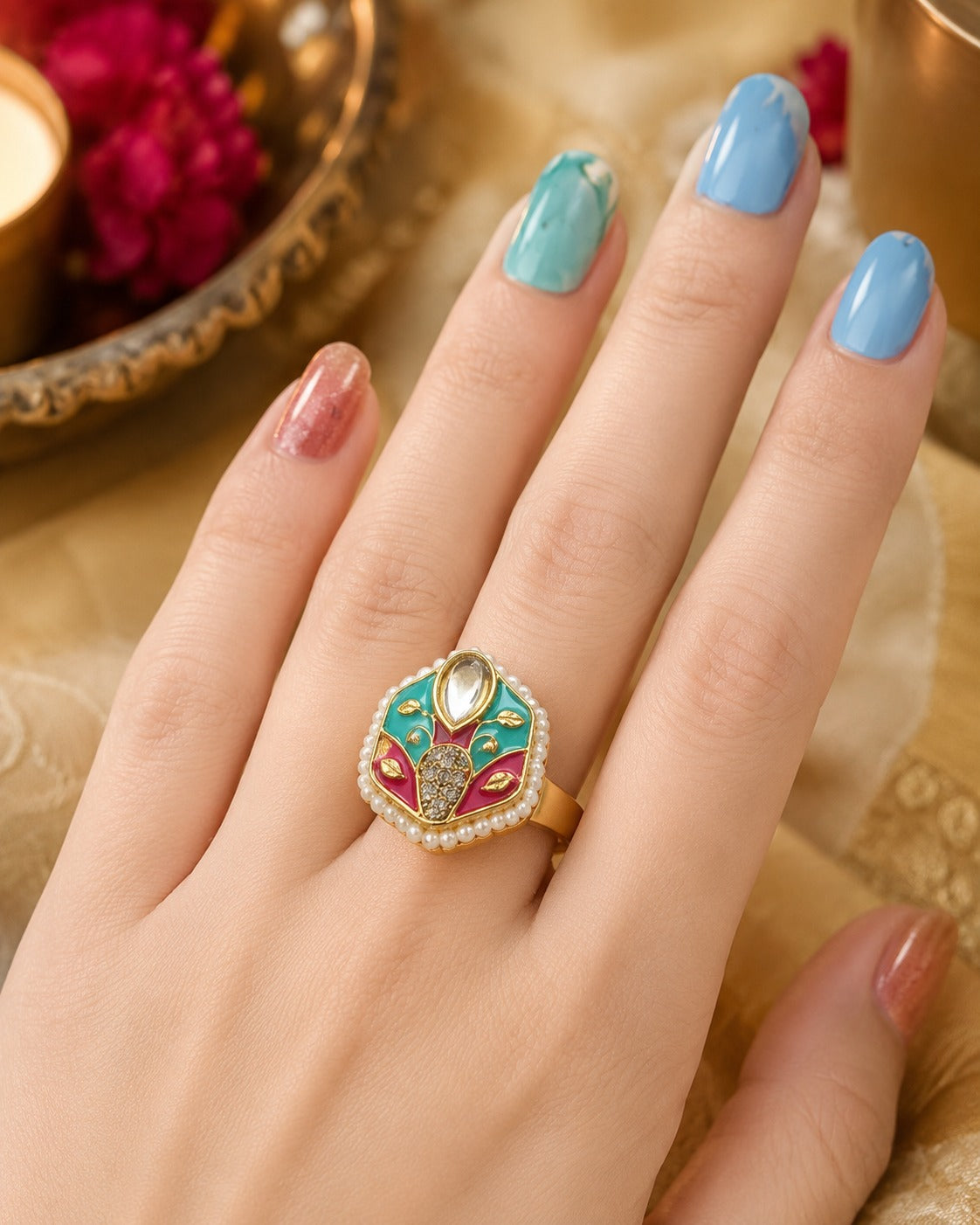 Regal Teardrop Gemstone Ring