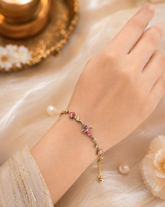 Golden Bloom Gemstone Bracelet