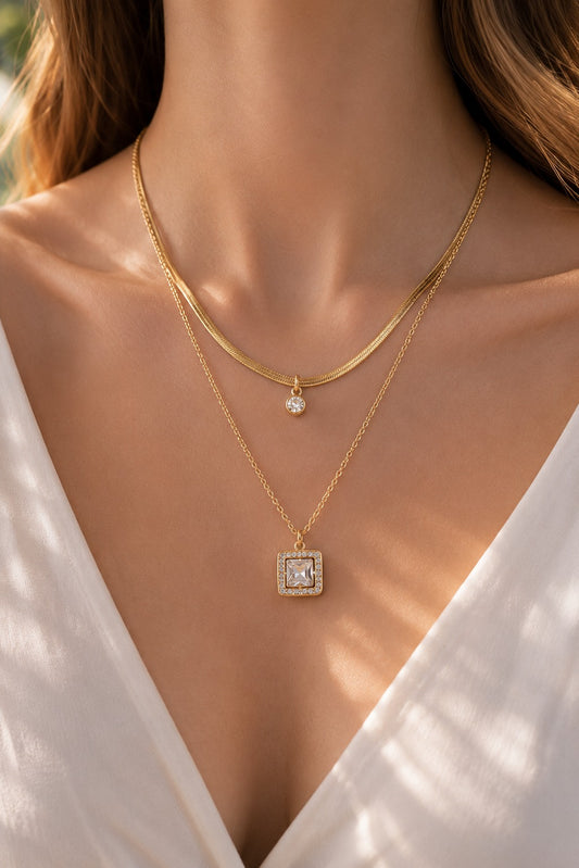 Layered Gold Gemstone Necklaces