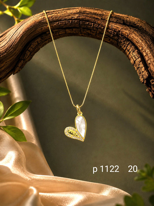 Golden Heart Filigree Pendant Necklace