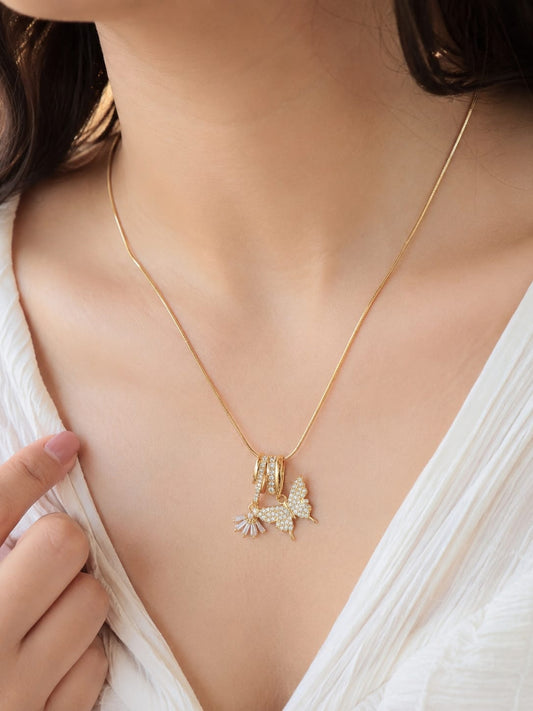 Butterfly & Bloom Gold Necklace