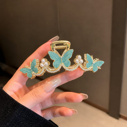 Golden Butterfly Pearl Hair Clip
