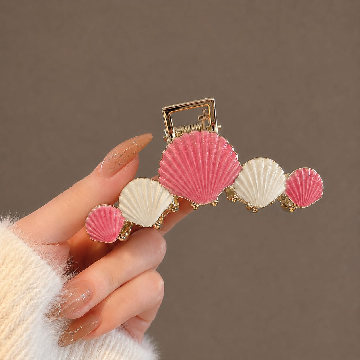 Golden Seashell Pastel Hair Clip