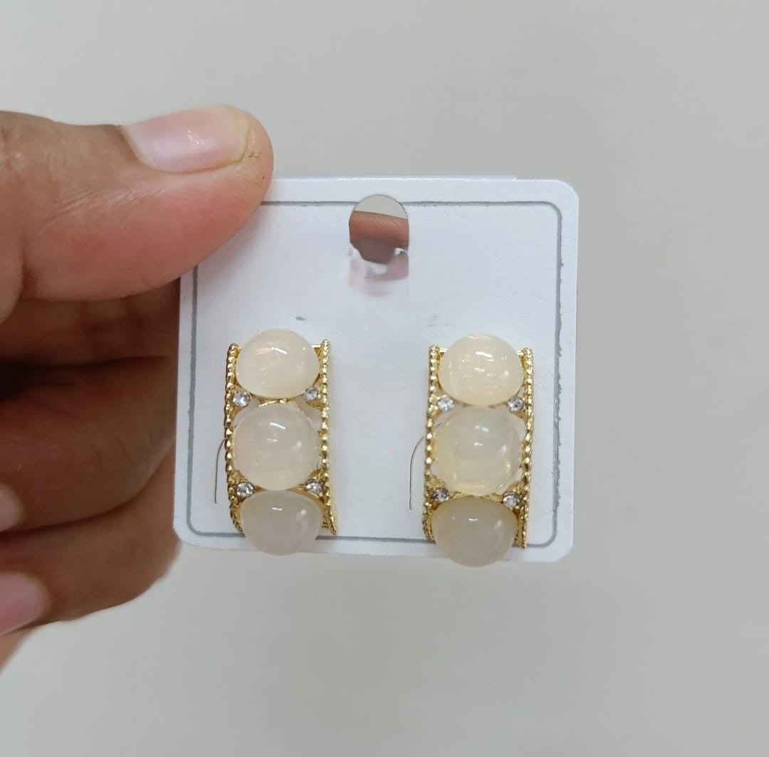 Triple Moonstone Cascade Earrings