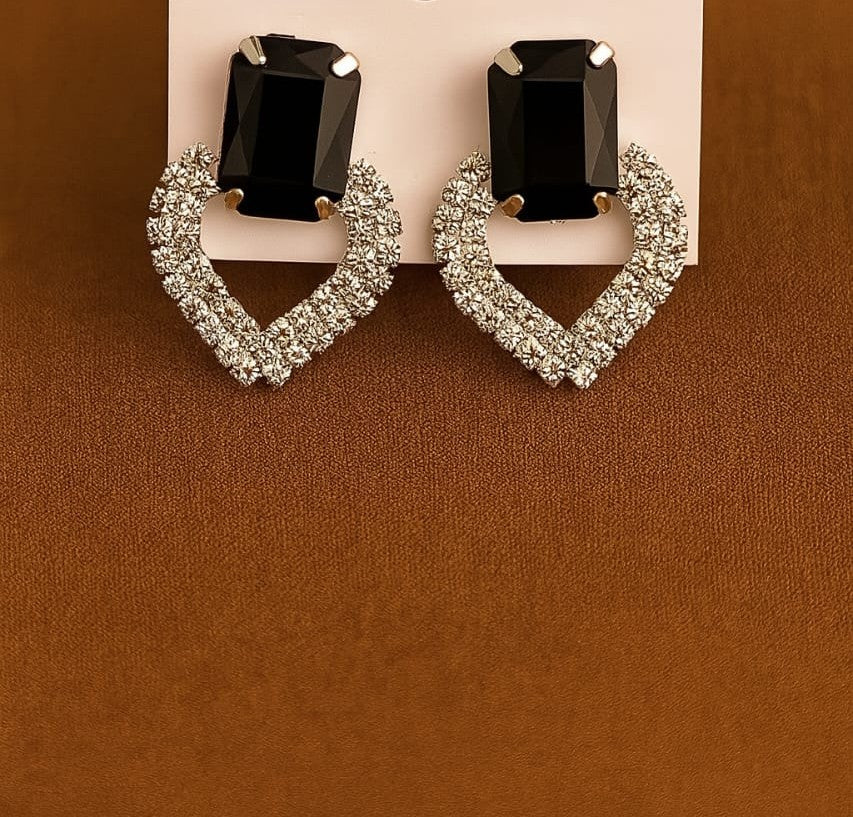 Midnight Spark Heart Drop Earrings